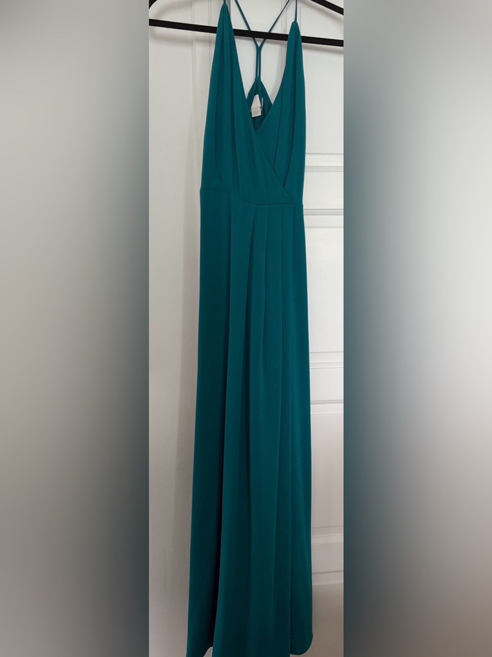 J. Crew Teal V-Neck Spaghetti Strap Maxi Dress